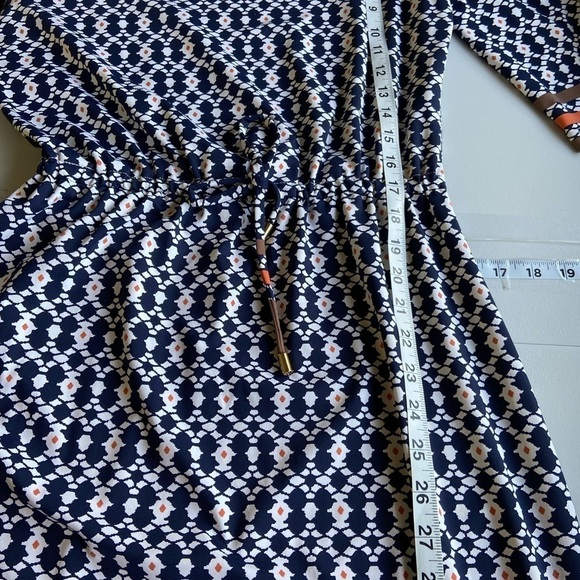 J. McLaughlin Catalina Cloth Dress Tie Waist Boat Neck Geometric Pattern Medium - Picture 8 of 11